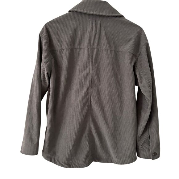 Avec Les Filles Grey Button Up Stretchy Corduroy Shacket Size M - Picture 2 of 7